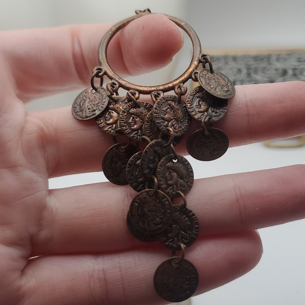 Trojan warrior jingle coin necklace pendant in bronze copper